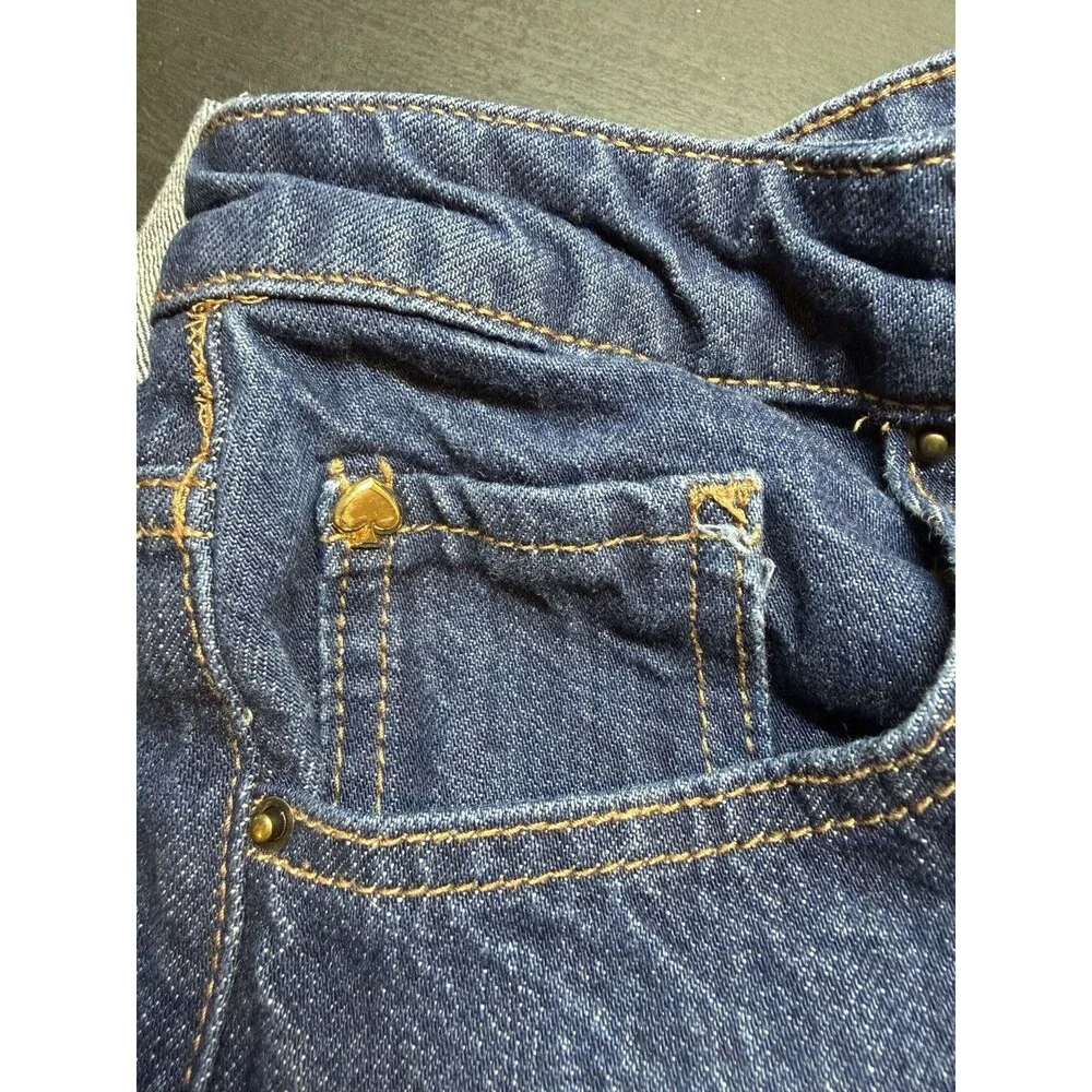 Kate Spade Denim Straight Leg Wide Cuff Jeans Cotton Dark Wash Sz 2